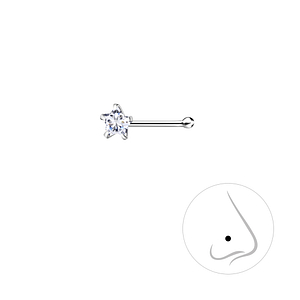 Wholesale 3mm Star Cubic Zirconia Sterling Silver Nose Stud With Ball - JD8825