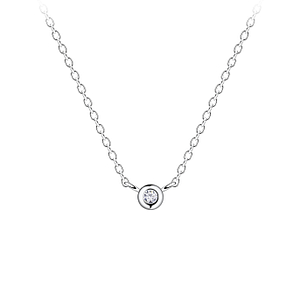 Wholesale Sterling Silver Single Stone Necklace - JD19911