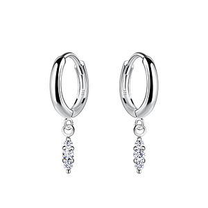 Wholesale Sterling Silver Marquise Charm Huggie Earrings - JD19970