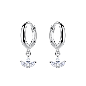 Wholesale Sterling Silver Flower Charm Huggie Earrings - JD20014