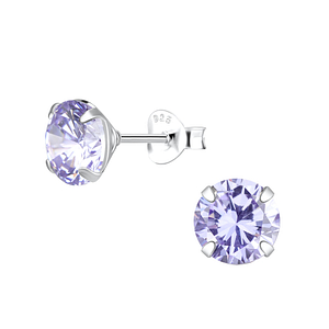 Wholesale 7mm Round Cubic Zirconia Sterling Silver Ear Studs - JD5411