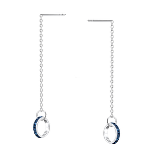 Wholesale Sterling Silver Thread Through Crystal Earrings - JD11368