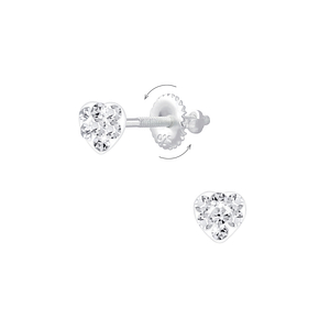 Wholesale Sterling Silver Heart Screw Back Ear Studs - JD6803