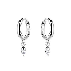 Wholesale Sterling Silver Geometric Charm Huggie Earrings - JD20188
