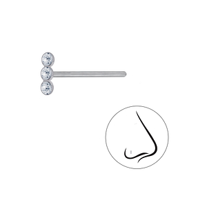 Wholesale Sterling Silver Bar Crystal Nose Stud - JD3232 Wholesale Sterling Silver Bar Crystal Nose Stud - JD3232