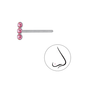 Wholesale Sterling Silver Bar Crystal Nose Stud - JD3232 Wholesale Sterling Silver Bar Crystal Nose Stud - JD3232