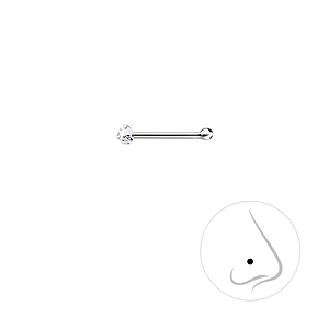 Wholesale 1.5mm Round Crystal Sterling Silver Nose Stud With Ball - JD8847