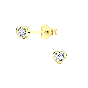 Wholesale Sterling Silver Heart Cubic Zirconia Ear Studs - JD19200