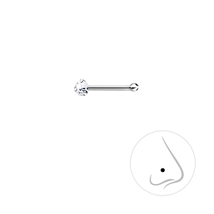 Wholesale 2mm Round Crystal Sterling Silver Nose Stud With Ball - JD3318