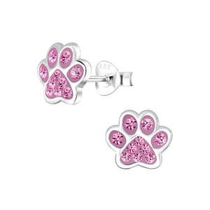 Wholesale Sterling Silver Paw Print Ear Studs - JD4083