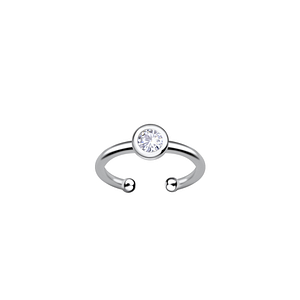 Wholesale Sterling Silver Single Stone Ear Cuff - JD20525