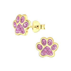 Wholesale Sterling Silver Paw Print Ear Studs - JD4086
