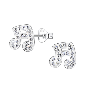 Wholesale Sterling Silver Music Note Ear Studs - JD20556