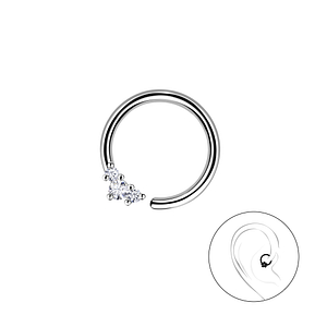 Wholesale Sterling Silver Three Stones Helix Hoop - JD20630