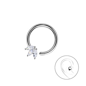 Wholesale Sterling Silver Flower Helix Hoop - JD20637