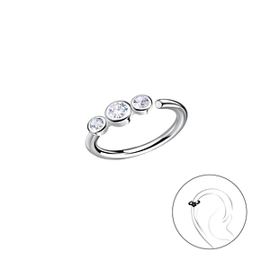 Wholesale Sterling Silver Three Stones Helix Hoop - JD20632