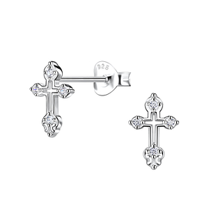 Wholesale Sterling Silver Cross Ear Studs - JD20575