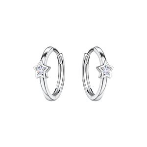 Wholesale Sterling Silver Star Huggie Earrings - JD20664