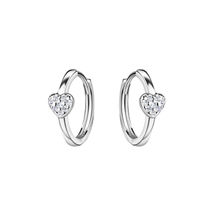 Wholesale Sterling Silver Heart Huggie Earrings - JD20662