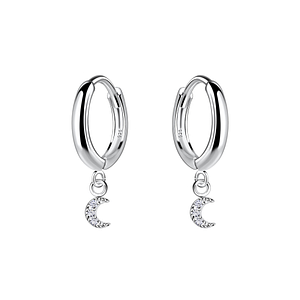 Wholesale Sterling Silver Moon Huggie Earrings - JD19965