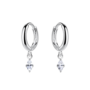 Wholesale Sterling Silver Marquise Charm Huggie Earrings - JD20033