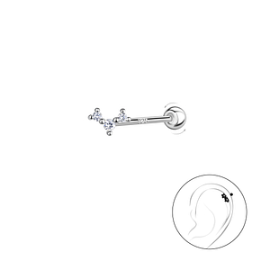 Wholesale Sterling Silver Three Stones Cartilage Stud with Ball Screw Back - JD20452