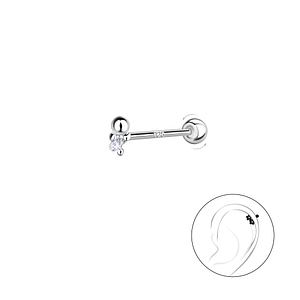 Wholesale Sterling Silver Geometric Cartilage Stud with Ball Screw Back - JD20453