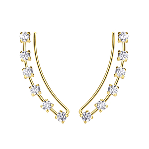 Wholesale Sterling Silver Curved Line Cubic Zirconia Ear Climbers - JD20727