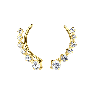 Wholesale Sterling Silver Curved Line Crystal Ear Climbers - JD20728