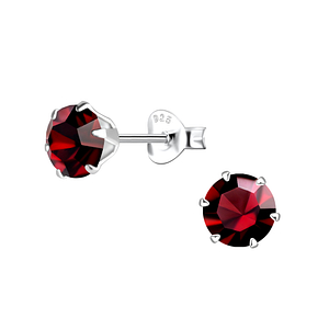 Wholesale 6mm Round Crystal Sterling Silver Ear Studs - JD13310