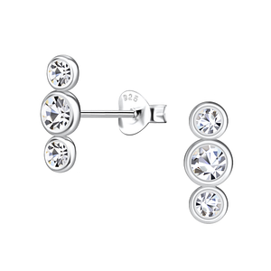 Wholesale Sterling Silver Three Stones Ear Studs - JD20706 Wholesale Sterling Silver Three Stones Ear Studs - JD20706