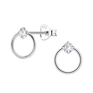 Wholesale Sterling Silver Circle Ear Studs - JD10757