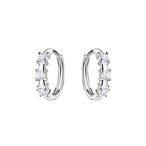 Wholesale Sterling Silver Three Stones Huggie Earrings - JD20689