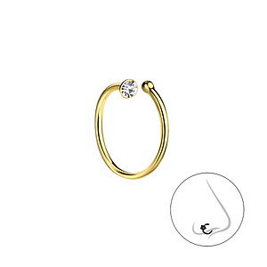 Wholesale 10mm Crystal Sterling Silver Nose Ring - JD10074