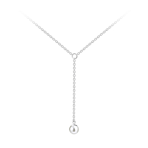 Wholesale Sterling Silver Hanging Chain Necklace with 6mm Pearl - JD19986