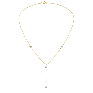 Wholesale 5mm Round Cubic Zirconia Sterling Silver Hanging Chain Necklace - JD19995