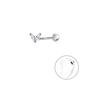 Wholesale Sterling Silver Heart Cartilage Stud with Sterling Silver Ball Screw Back - JD20438