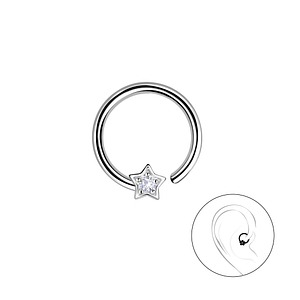 Wholesale Sterling Silver Star Helix Hoop - JD20611