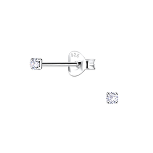 Wholesale 2mm Cubic Zirconia Sterling Silver Ear Studs - JD20958