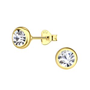 Wholesale 5mm Crystal Sterling Silver Solitaire Ear Studs - JD21152