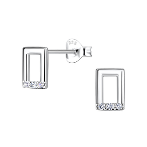 Wholesale Sterling Silver Rectangle Ear Studs - JD21228