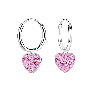 Wholesale Sterling Silver Heart Charm Ear Hoops - JD21161