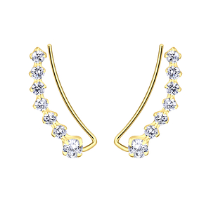 Wholesale Sterling Silver Curved Line Cubic Zirconia Ear Climbers - JD20726