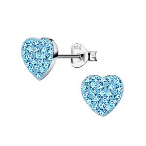 Wholesale Sterling Silver Heart Crystal Ear Studs - JD21198