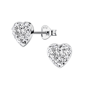 Wholesale Sterling Silver Heart Crystal Ear Studs - JD21198