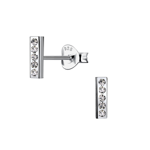 Wholesale Sterling Silver Bar Crystal Ear Studs - JD21168