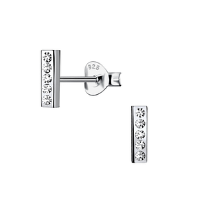 Wholesale Sterling Silver Bar Crystal Ear Studs - JD21168