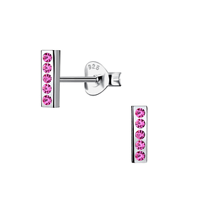 Wholesale Sterling Silver Bar Crystal Ear Studs - JD21168