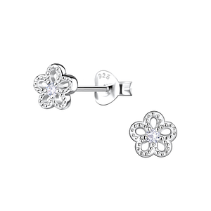 Wholesale Sterling Silver Flower Ear Studs - JD21290