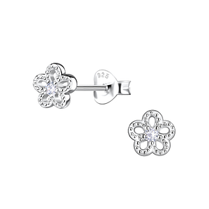 Wholesale Sterling Silver Flower Ear Studs - JD21290